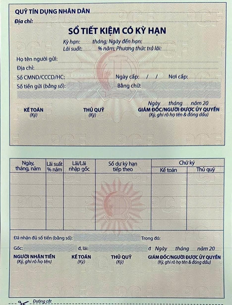 Thông báo: Về việc đóng 02 con dấu giáp lai trên sổ tiết kiệm